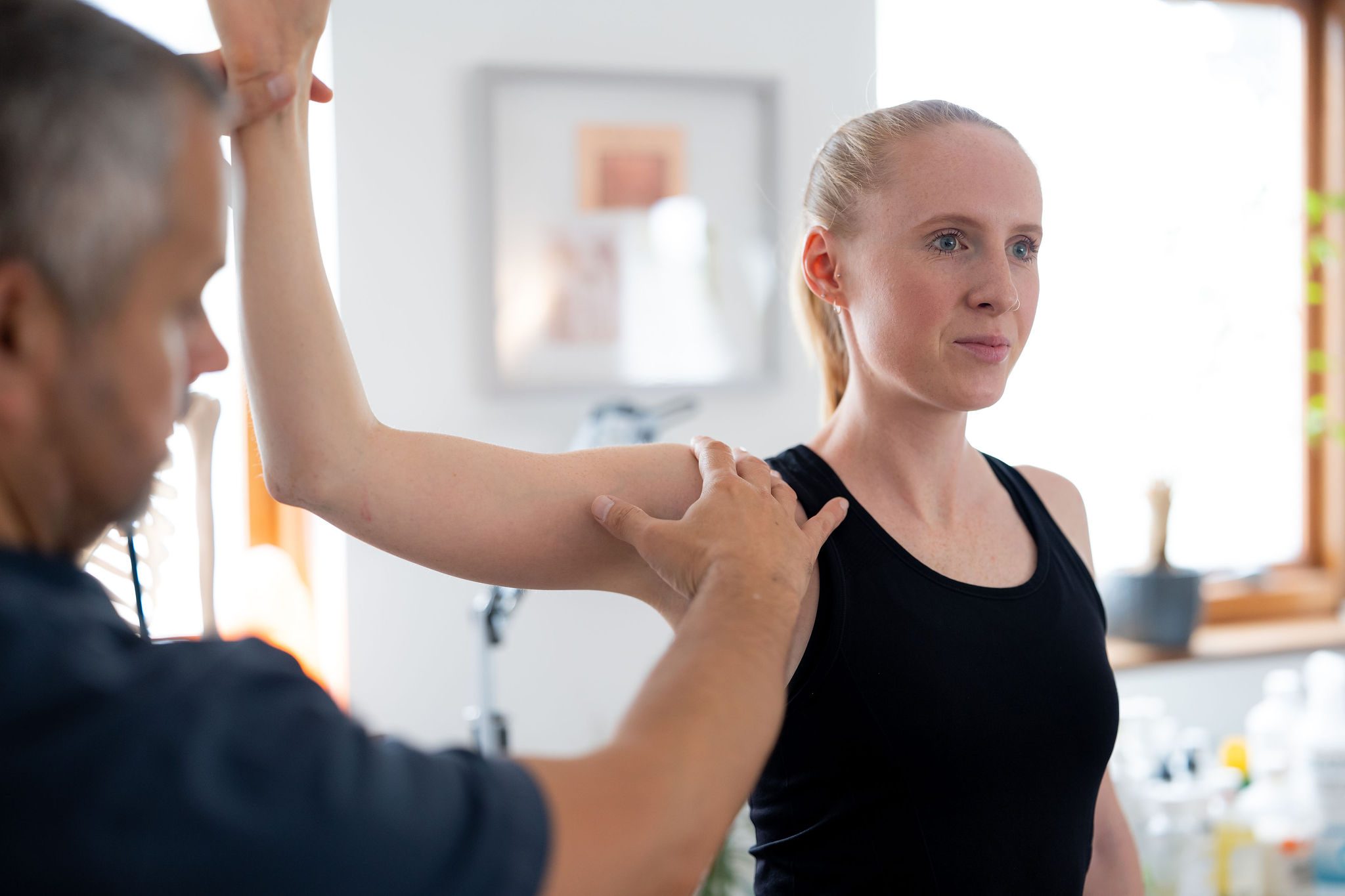 Gentle shoulder and movement assessment at SPORTS CLINICAL